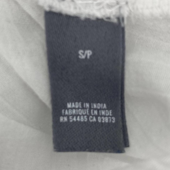 Aerie Boho White Gauze 3/4 Sleeve Embroidered Peasant Top with Tassle Front Ties - Picture 6 of 6